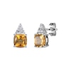 Thumbnail Image 0 of Cushion-Cut Citrine & Round-Cut White Lab-Created Sapphire Stud Earrings Sterling Silver