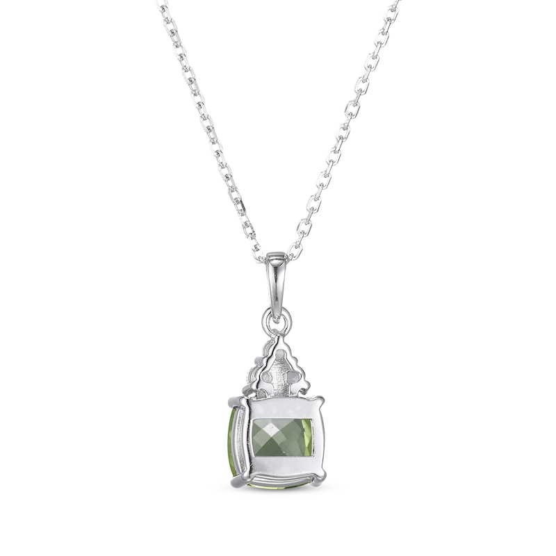 Cushion-Cut Peridot & Round-Cut White Lab-Created Sapphire Necklace Sterling Silver 18“