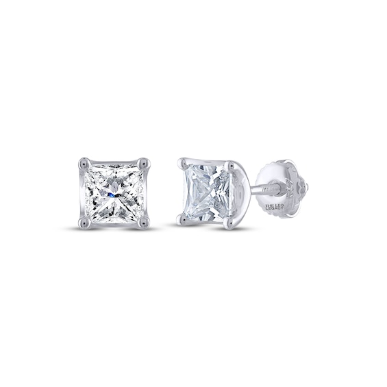 THE LEO Legacy Lab-Grown Diamond Princess-Cut Solitaire Stud Earrings 1 ct tw 14K White Gold (F/VS2