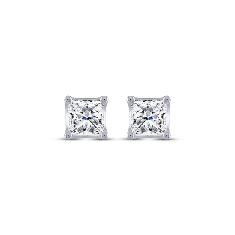 Main Image 2 of THE LEO Legacy Lab-Grown Diamond Princess-Cut Solitaire Stud Earrings 1-1/2 ct tw 14K White Gold (F/VS2)