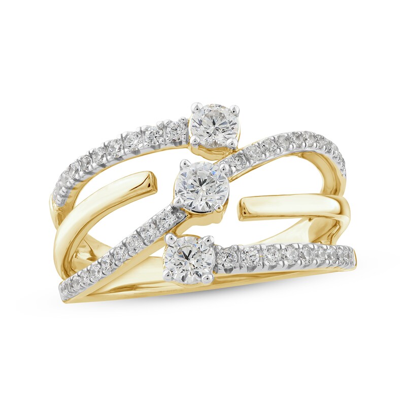 Diamond Multi-Row Bypass Ring 3/4 ct tw 10K Yellow Gold