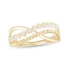 Thumbnail Image 1 of Diamond Beaded Crossover Ring 1/6 ct tw 10K Yellow Gold