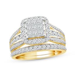 Princess-Cut Multi-Diamond Center Bridal Set 1-1/2 ct tw 10K Yellow Gold