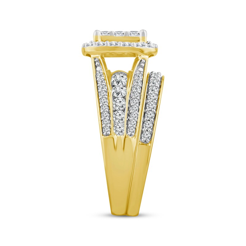 Main Image 2 of Adore Princess-Cut Multi-Diamond Center Bridal Set 1-1/2 ct tw 10K Yellow Gold