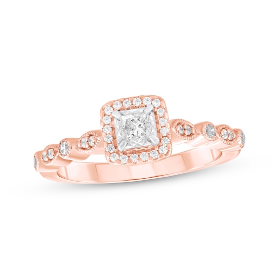 Adore Princess-Cut Diamond Engagement Ring 1/3 ct tw 14K Rose Gold