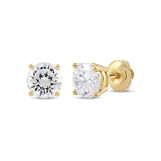 KAY Lab-Grown Diamonds Round-Cut Solitaire Stud Earrings 2 ct tw 14K Yellow Gold (F/SI2)