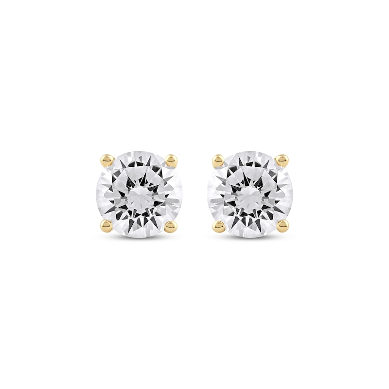 Main Image 2 of KAY Lab-Grown Diamonds Round-Cut Solitaire Stud Earrings 2 ct tw 14K Yellow Gold (F/SI2)