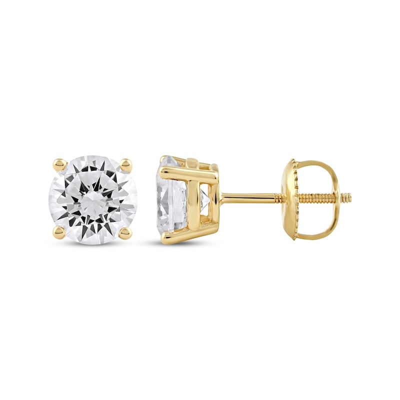 Main Image 3 of KAY Lab-Grown Diamonds Round-Cut Solitaire Stud Earrings 2 ct tw 14K Yellow Gold (F/SI2)