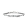 Thumbnail Image 1 of Emerald-Cut Lab-Created Opal & White Lab-Created Sapphire Station Bracelet Sterling Silver 7.25"
