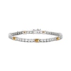 Thumbnail Image 1 of Emerald-Cut Citrine & White Lab-Created Sapphire Station Bracelet Sterling Silver 7.25&quot;