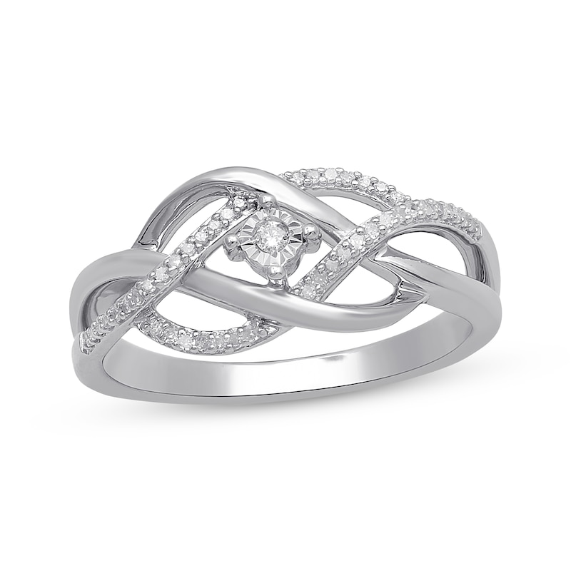 Main Image 1 of Diamond Wave Ring 1/10 ct tw Sterling Silver