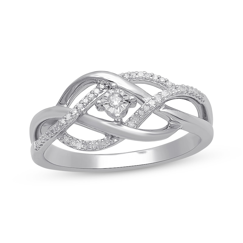 Diamond Wave Ring 1/10 ct tw Sterling Silver