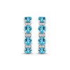 Thumbnail Image 2 of Swiss Blue Topaz & White Lab-Created Sapphire Hoop Earrings Sterling Silver