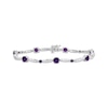 Thumbnail Image 1 of Amethyst & White Lab-Created Sapphire Link Bracelet Sterling Silver 7.5"