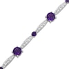 Thumbnail Image 2 of Amethyst & White Lab-Created Sapphire Link Bracelet Sterling Silver 7.5"