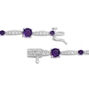 Thumbnail Image 3 of Amethyst & White Lab-Created Sapphire Link Bracelet Sterling Silver 7.5"