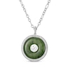 Thumbnail Image 1 of Nephrite Jade Chinese "Luck" Circle Necklace Sterling Silver 18"