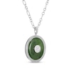 Thumbnail Image 2 of Nephrite Jade Chinese "Luck" Circle Necklace Sterling Silver 18"
