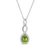 Thumbnail Image 1 of Pear-Shaped Peridot & White Lab-Created Sapphire Twist Drop Necklace Sterling Silver 18"