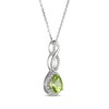 Thumbnail Image 2 of Pear-Shaped Peridot & White Lab-Created Sapphire Twist Drop Necklace Sterling Silver 18"
