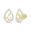 Thumbnail Image 1 of Diamond Leaf Teardrop Frame Earrings 1/5 ct tw 10K Yellow Gold