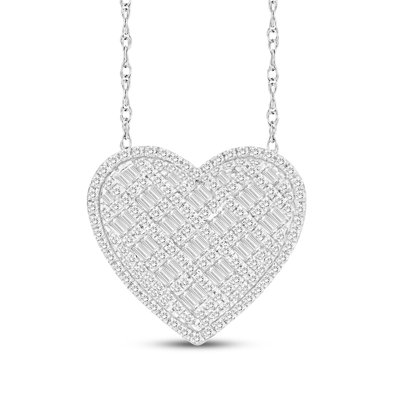 Riley Rhinestone Baguette Heart Necklace Gold Tone