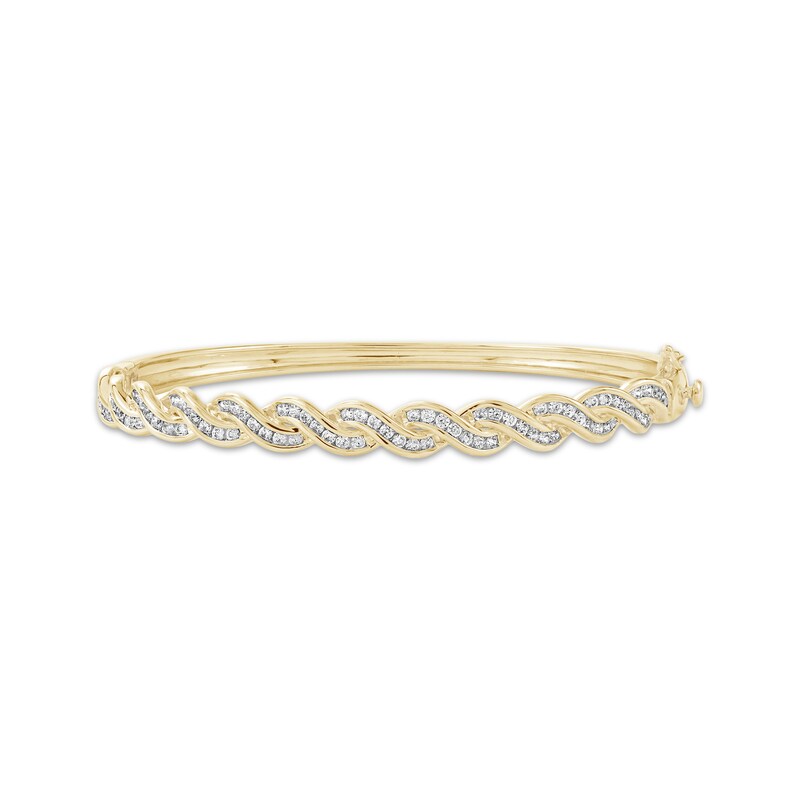 Main Image 1 of Diamond Twist Bangle Bracelet 1 ct tw 10K Yellow Gold