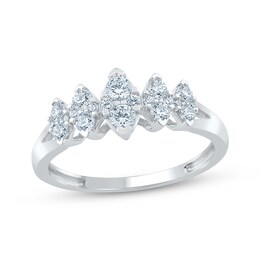 Diamond Marquise Frame Fashion Ring 1/2 ct tw 10K White Gold