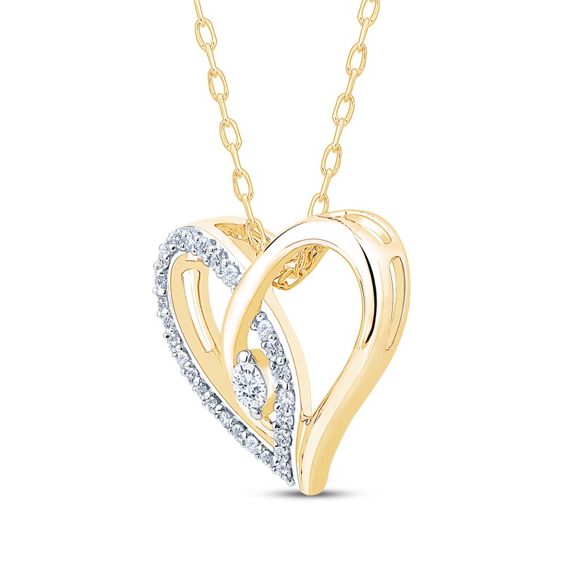 Main Image 2 of Diamond Looping Heart Necklace 1/5 ct tw 10K Yellow Gold 18"