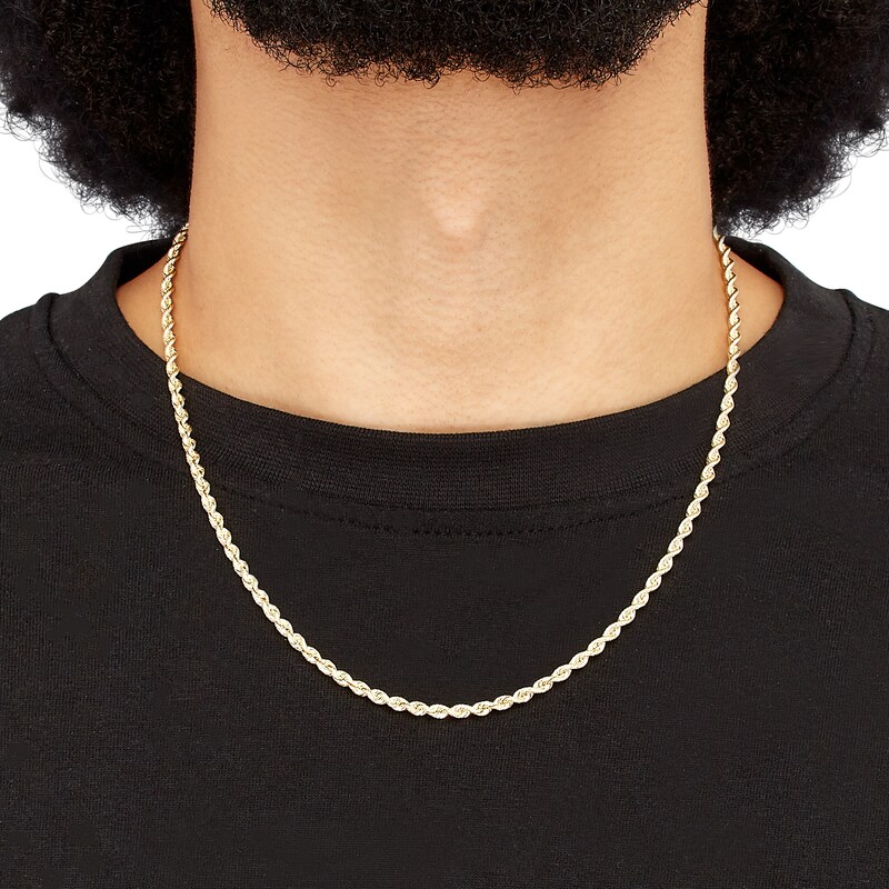 Main Image 4 of Silk Rope Chain Necklace 2.5mm Solid 14K Yellow Gold 20"