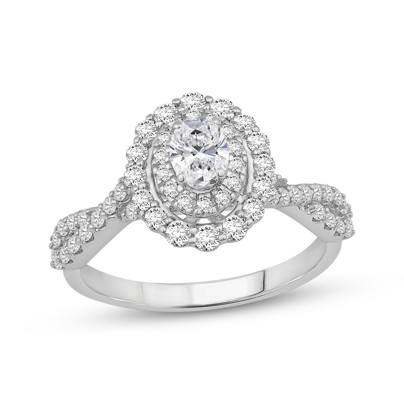 Main Image 1 of Adore Lab-Grown Diamonds Oval-Cut Double Halo Engagement Ring 1 ct tw 14K White Gold