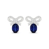 Thumbnail Image 2 of Oval-Cut Blue Lab-Created Sapphire & White Lab-Created Sapphire Bow Earrings Sterling Silver