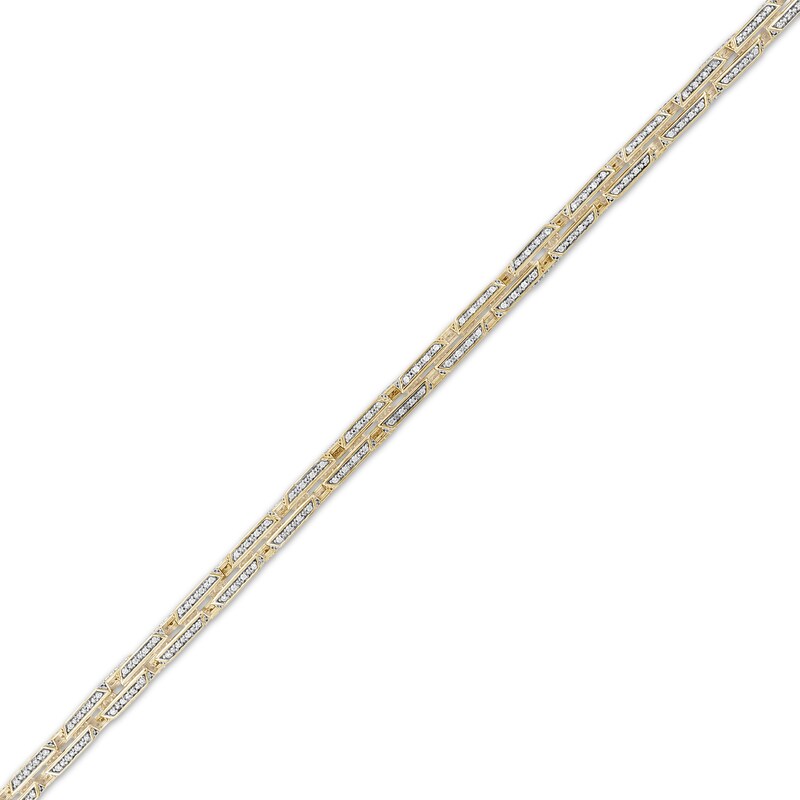 Main Image 2 of Men's Diamond Hollow Beveled-Link Bracelet 2 ct tw 10K Yellow Gold 8.5"