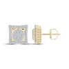Thumbnail Image 1 of Men's Multi-Diamond Center Square Stud Earrings 3/8 ct tw 10K Yellow Gold