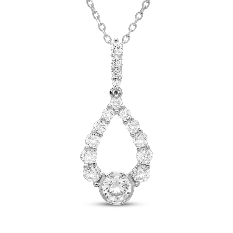Main Image 1 of Milestones Diamond Teardrop Necklace 1 ct tw 10K White Gold 18"