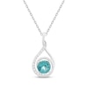 Thumbnail Image 1 of Oceanic Blue Topaz & White Lab-Created Sapphire Infinity Teardrop Necklace Sterling Silver 18"