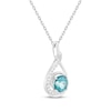 Thumbnail Image 2 of Oceanic Blue Topaz & White Lab-Created Sapphire Infinity Teardrop Necklace Sterling Silver 18"