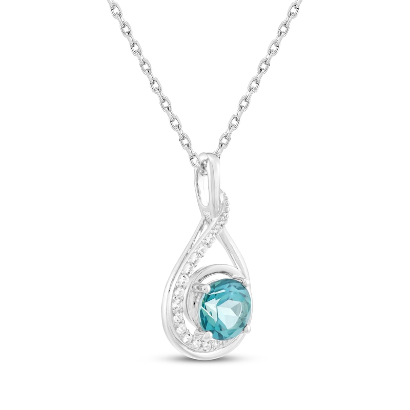 Main Image 2 of Oceanic Blue Topaz & White Lab-Created Sapphire Infinity Teardrop Necklace Sterling Silver 18"