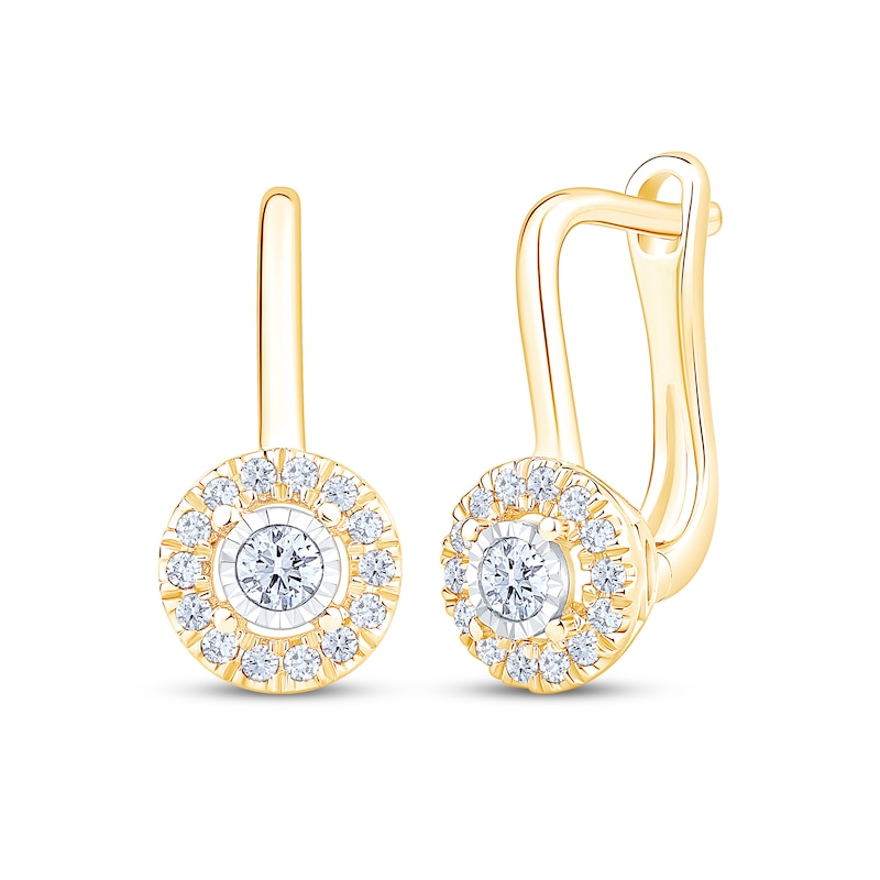Main Image 1 of Certified Diamond Halo Drop Earrings 1/4 ct tw 18K Yellow Gold