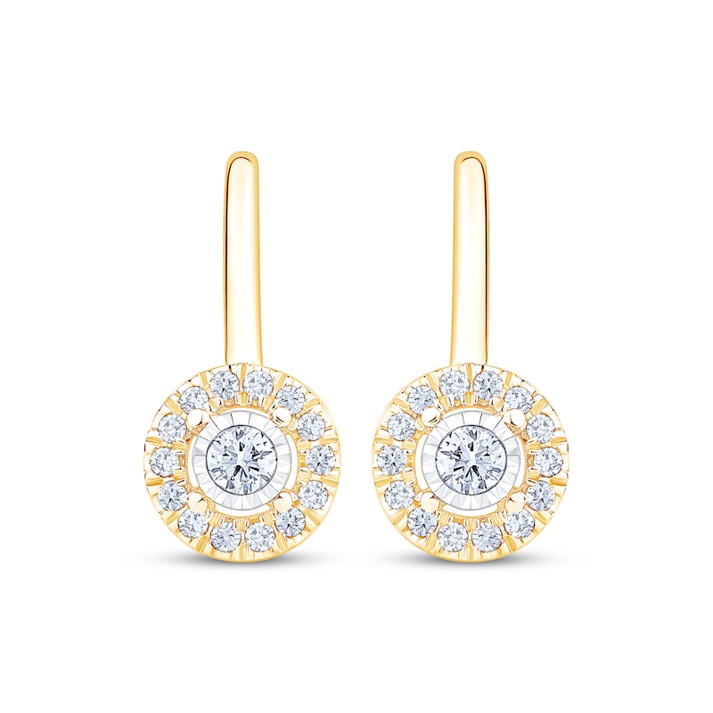Main Image 2 of Certified Diamond Halo Drop Earrings 1/4 ct tw 18K Yellow Gold