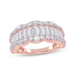 KAY Lab-Grown Diamonds Baguette & Round-Cut Scalloped Ring 1-1/2 ct tw 14K Rose Gold