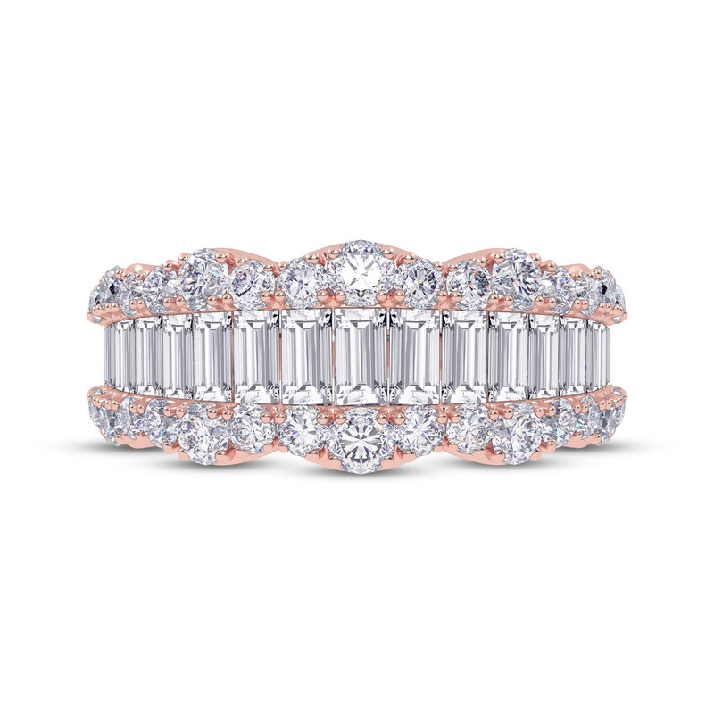 Main Image 3 of KAY Lab-Grown Diamonds Baguette & Round-Cut Scalloped Ring 1-1/2 ct tw 14K Rose Gold