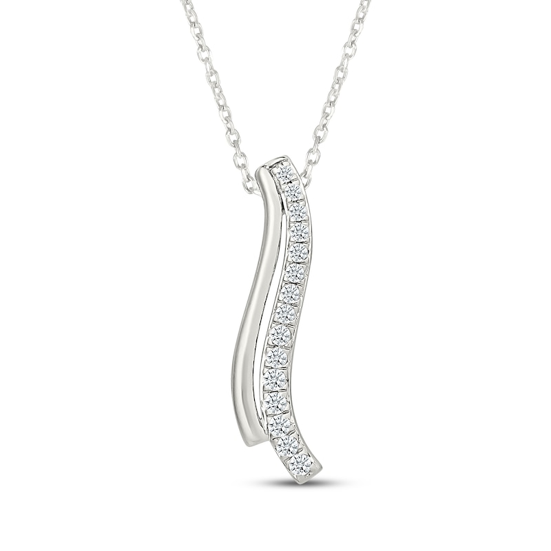 Main Image 1 of Diamond Waves Journey Necklace 1/6 ct tw 10K White Gold 18"