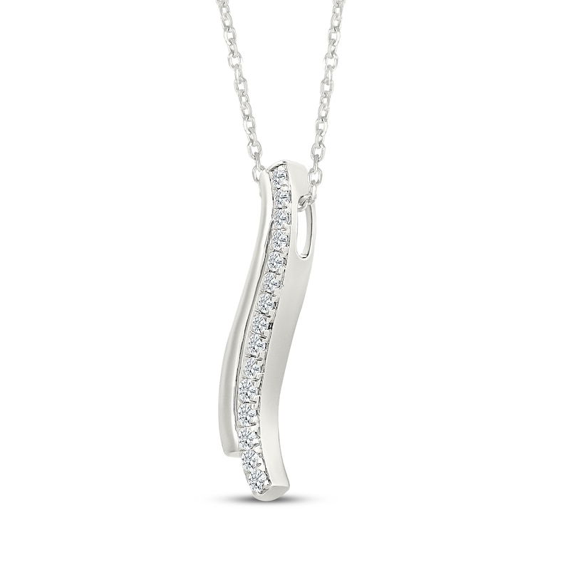 Main Image 2 of Diamond Waves Journey Necklace 1/6 ct tw 10K White Gold 18"