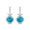 Thumbnail Image 2 of Cushion-Cut Swiss Blue Topaz & White Lab-Created Sapphire Drop Earrings Sterling Silver