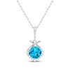 Thumbnail Image 1 of Cushion-Cut Swiss Blue Topaz & White Lab-Created Sapphire Necklace Sterling Silver 18"