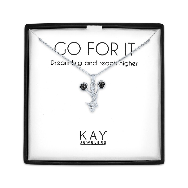 Main Image 1 of Cheerleader Necklace with Black & White Diamond Accents Sterling Silver 18"