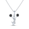 Thumbnail Image 2 of Cheerleader Necklace with Black & White Diamond Accents Sterling Silver 18"