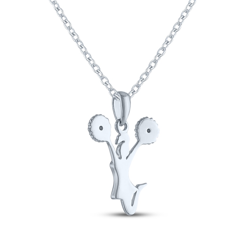 Main Image 4 of Cheerleader Necklace with Black & White Diamond Accents Sterling Silver 18"