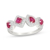 Thumbnail Image 1 of Multi-Shape Lab-Created Ruby & White Lab-Created Sapphire Ring Sterling Silver
